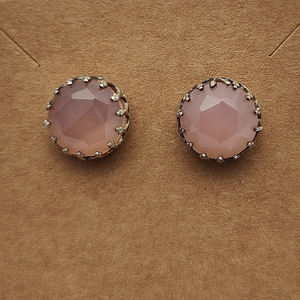 Cuarzo Rosa natural 12mm redondo 925 plata esterlina diseñador Stud pendientes 5,37 GMS hecho a mano joyería fina piedras preciosas mujeres pendientes - Product Image 2