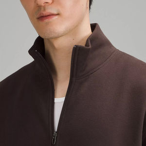 2025 New OEM Custom Blank Oversized Stand Collar Drawstring 100% Cotton Pullover Jumper Quarter <b>Half</b> <b>Zip</b> <b>Sweatshirt</b> for <b>Men</b> - Product Image 4