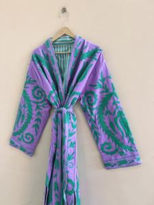 Manteau long traditionnel indien en coton brodé Suzani, veste Duster - Product Image 6