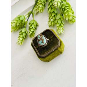 Eli Skeets #8 Turquoise Rose Gold Plated Sterling Silver <b>Adjustable</b> <b>Ring</b> Bezel Inlay Natural Gemstones 18K Plating Perfect Gift - Product Image 3