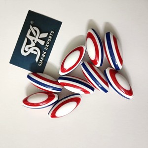 Perles en résine ovale rayées rouge blanc bleu pour la fabrication de bijoux perles d'artisanat lisses pour bracelets à bricoler soi-même colliers et accessoires de mode - Product Image 1