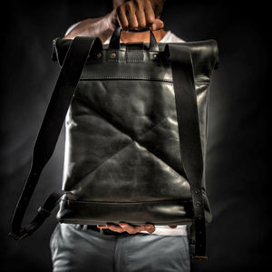 New Crazy Horse Leather Casual Sports Roll-Top Backpack Men Business <b>Computer</b> <b>Bag</b> Retro Genuine LRTB-0030C - Product Image 6