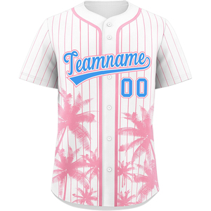 Jersey de softbol sublimado, camisa abotonada de béisbol personalizada, nombre del equipo bordado, número, aparejos, sarga, transpirable, secado rápido - Product Image 4