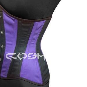 Corsés de Algodón Negros y Morados con Cintura Ancha y Curvas Extremas, Debajo del Busto |   Faja Reductora de Cintura y Abdomen con Soporte de Busto - Product Image 3