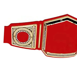 Ceinture de champion personnalisée, sangle rouge, plaques métalliques dorées, ceinture de titre vide pour boxe, MMA, lutte - Product Image 6