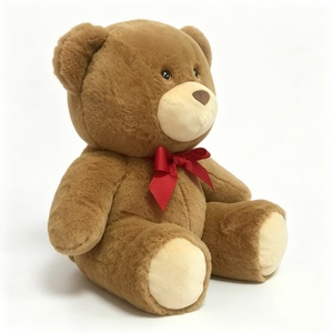 Custom Brown Teddy Bear Plush with Red <b>Bow</b>, Classic Brown Stuffed Teddy Bear, <b>Large</b> Cuddly Sitting Teddy Bear - Product Image 4