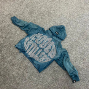 2025 Fabricant de qualité supérieure Logo personnalisé Poids lourd Sun-fade Wash French Terry Boxy Fit Hoodie avec strass Logo - Product Image 6