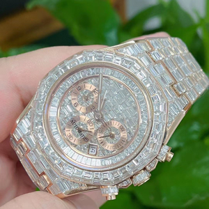 Reloj de diamantes personalizable Hip Hop para hombre, banda de oro blanco y acero inoxidable, regalo de Joyería de diamantes helados cultivados en laboratorio, Nueva Era - Product Image 5