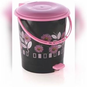 Plastic Blue Printed Paddle <b>Dustbin</b> Bin 5L Capacity Foot Pedal Structure for Office Use by Anax One Handle New Only - Product Image 2