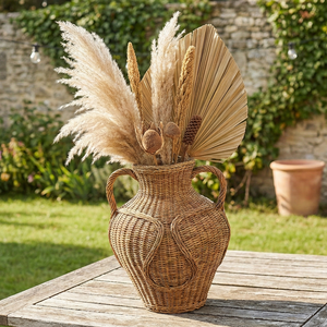Jarrón de Mesa Minimalista ECONA de Bambú y Ratán Natural - Ecológico, Hecho a Mano, Duradero, Decorativo para Uso Diario - Product Image 3