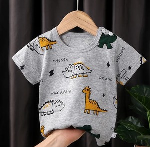 Impresión personalizada Color sólido Unisex Niños Top Ropa Algodón Cómoda Niñas Niños Camiseta de manga corta - Product Image 4