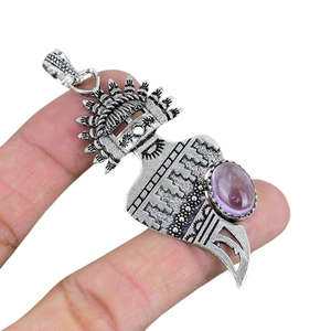 Bijoux en argent sterling 925 avec pendentif style bohème, améthyste, pierre précieuse, tendance, pour femme, cadeau pour elle - Product Image 1