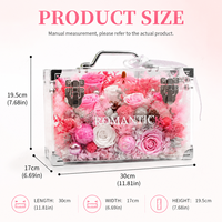 Luxe geconserveerde bloemen vierkante acryl handtas met eeuwige rozen, handgemaakt bloemencadeau voor bruiloft, Valentijnsdag, afstuderen