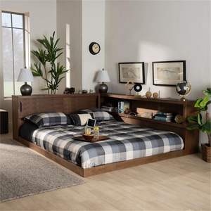 Walnut-Finished Queen Size Platform Storage <b>Bed</b> Comfortable Traditional Style Solid Wood <b>Wooden</b> <b>Bed</b> - Product Image 5