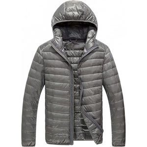 Veste matelassée en duvet noire pour homme sur mesure avec capuche, légère, matelassée, manteau d'hiver, fournisseur en gros - Product Image 1