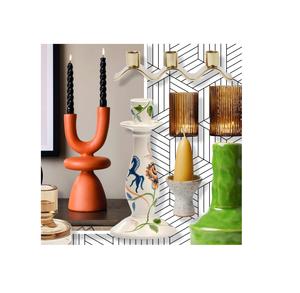 Candelabro minimalista decorativo, decoración romántica para el hogar, soporte de vela de cerámica para boda - Product Image 2