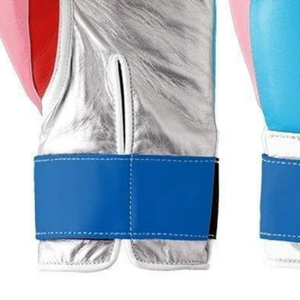 Guantes de Boxeo Profesionales de Cuero Azul Cielo, Plateado, Rosa y Rojo, con Velcro en la Muñeca, para Entrenamiento y Sparring - Product Image 3