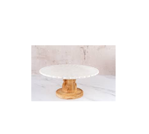 เป็นมิตรกับสิ่งแวดล้อมหินอ่อนไม้ฐานรอบรูปร่างขนมขบเคี้ยวถาดที่ทันสมัยและโต๊ะตกแต่งหินอ่อนยืนเค้ก - Product Image 2