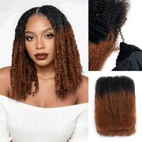 Extensions de cheveux humains brésiliens vierges Afro Kinky en vrac, 100% Remy, doux et épais, à double trame, pour tresses et dreadlocks