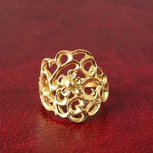 Anillos de Latón con Diseño Floral, Anillo Boho de Latón con Filigrana, Anillo de Mujer Chapado en Oro de 18k, Patrón de Flor Vintage, Venta al por Mayor/OEM/ODM - Product Image 5