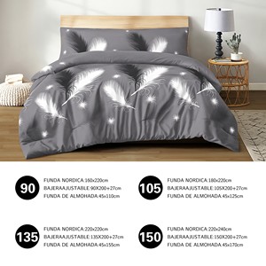 Set copripiumino 3 pezzi 100% poliestere con motivo vegetale per uso domestico, con lenzuolo con angoli e federa, lavabile - Product Image 4