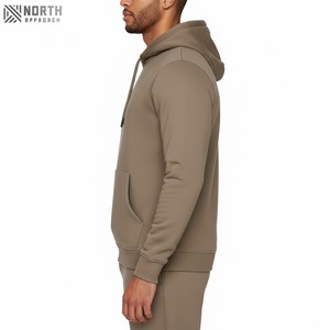 Best Selling Men's Solid 100% Cotton Outdoor Sportswear Breathable Fleece Drawstring <b>Sweatshirts</b> Pants Hood Winter Training - Product Image 3