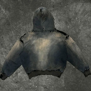 Nouveauté Offre Spéciale séchage rapide logo personnalisé Designer Black Acid Wash 500 Gsm Boxy pull à capuche pour hommes - Product Image 2