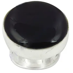 Bijou classique en argent 925 avec pierre naturelle onyx, élégant serti clos, forme boule, unisexe, cadeau de mariage - Product Image 1