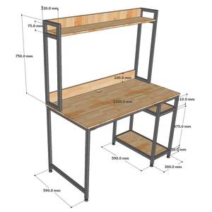 Integrated 120x60x150cm Rubber Wood <b>Desk</b> with Bookshelf FD68058 Simple Design <b>Computer</b>/Laptop Table with Drawer and Storage - Product Image 6