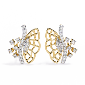 Boucles d'oreilles en or 18 carats brillantes avec diamant de laboratoire, boucles d'oreilles de qualité supérieure - Product Image 1