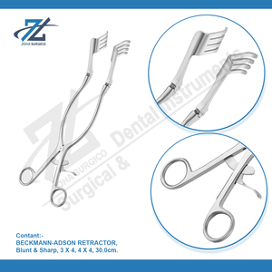 BECKMANN-ADSON RETRACTOR 4 X 4 SHARP 30,0CM Stainless Steel Straight <b>Surgical</b> <b>Instrument</b> Pakistan Manufacturer's <b>Basis</b> for - Product Image 3