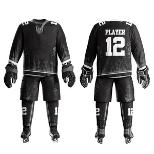 Ensemble de maillots d'entraînement de hockey sur glace de sublimation pour adultes de style unique 100% polyester coupe-vent vêtements de pratique sportive évacuant l'humidité - Product Image 1