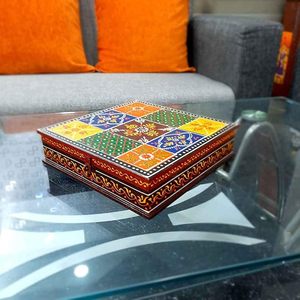 Boîte à bijoux en bois personnalisable haut de gamme avec motifs imprimés traditionnels pour l'affichage de bijoux de qualité supérieure, prix de gros Inde - Product Image 1