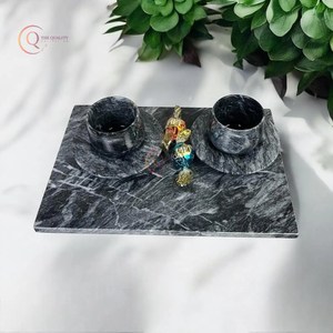 Planche à découper de cuisine en marbre brillant pur design fantaisie planche à découper rectangulaire personnalisée en gros blocs à découper blancs et bruns - Product Image 5