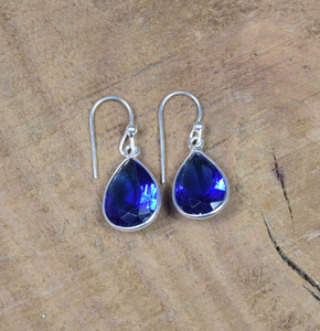 Vente en gros de boucles d'oreilles en argent sterling 925 Quartz bleu à facettes poire pierre précieuse faite à la main décembre pierre de naissance bijoux fêtes chrétiennes - Product Image 4