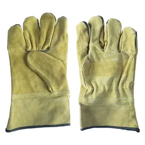 最佳制造高品质皮革工作手套男士手部安全皮革工作长手套出售