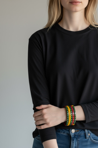 Ensemble de bracelets en acrylique multicolores vibrants avec des accents de strass taille émeraude, vêtements de mariage, vente en gros pour femmes - Product Image 3