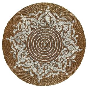 Perles de verre décoratives de Rangoli doré de forme circulaire de haute qualité Tapis de tapis de conception indienne fabriqués à la main Exportateur indien - Product Image 4