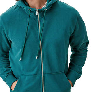 Winter Custom Zipper-Up Knitted <b>Lined</b> Textured Fleece <b>Hoodie</b> for <b>Men</b> Women High Quality 100% Cotton Oversized Drawstring - Product Image 2