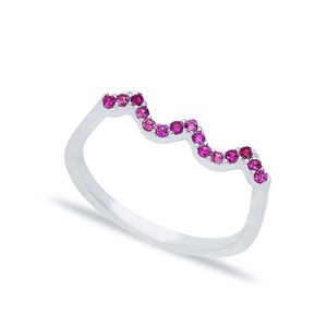 Ruby CZ piedra zigzag circón piedra anillo con cuentas turco hecho a mano 925 plata esterlina joyería al por mayor joyería pequeña - Product Image 2