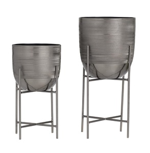 Prix bon marché en laiton métal forme ronde jardinière brun fini ensembles de 2 martelé Texture fantaisie Style luxe fait à la main maison - Product Image 5