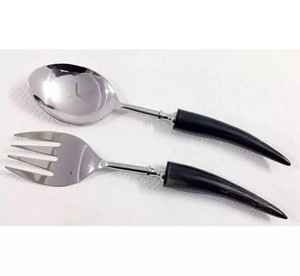 Juego de Utensilios para Ensalada de Acero Inoxidable Ecológico de Primera Calidad, Elegantes Mangos Decorativos Hechos a Mano, Aptos para Lavavajillas, con Estilo - Product Image 3