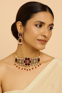 Ensemble collier Monalisa Polki de qualité supérieure ensemble de bijoux de luxe traditionnels indiens parfait pour les tenues de fête, les mariages, les festivals - Product Image 4