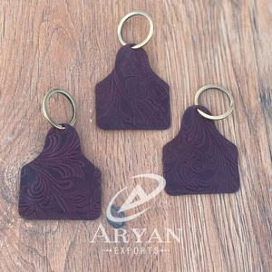 Mới thực sự làm bằng tay phương Tây phong cách nổi da Keychain hoa in móc khóa tùy chỉnh chính hãng da hình dạng độc đáo Dây Móc Khóa - Product Image 1