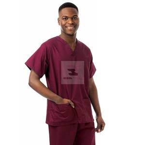 Tops de enfermería elásticos de manga corta Unisex, ropa médica de tela tejida ecológica de alta calidad, logotipo personalizado para hospitales de hombres - Product Image 5