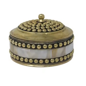 <b>Mother</b> of Pearls Trinket <b>Box</b> Handmade Round Brass Jewelry Storage <b>Box</b> Best Seller Bijous Trinket <b>Box</b> for Stones Placement - Product Image 4