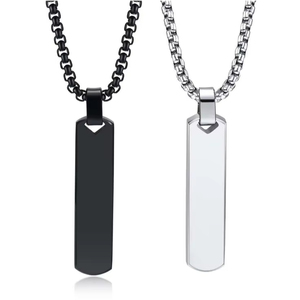 Simple En Acier Inoxydable Plaqué Noir Bijoux Pendentif Collier Stock Longue Figure Géométrique Pendentif Hommes Accessoire De Mode Collier - Product Image 1