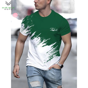 เสื้อสวมหัวสำหรับผู้ชายใส่กลางแจ้งขนาดใหญ่เสื้อกีฬาคอกลมแขนสั้นผ้าฝ้าย100% ลำลอง - Product Image 6