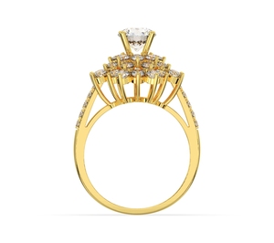 Calista Jewelry's High Quality Yellow <b>Gold</b> <b>Ring</b> Big Flower Shape CZ Diamond Pearl Vietnam Manufacturer's Perfect Party Gift - Product Image 3