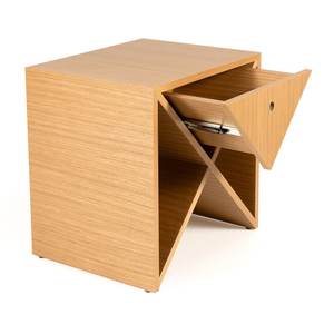 Table de chevet en bois croisé, design minimaliste et élégant, placage de chêne, table de chevet à un seul tiroir - Product Image 3